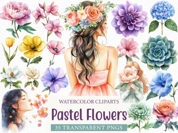Download Watercolor Pastel Flowers Clipart - Pastel flowers clipart Collection