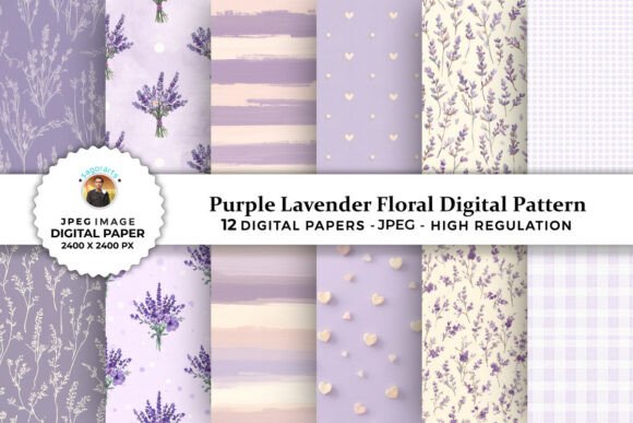 Download Purple Lavender Floral Digital Patterns - Purple lavender Collection