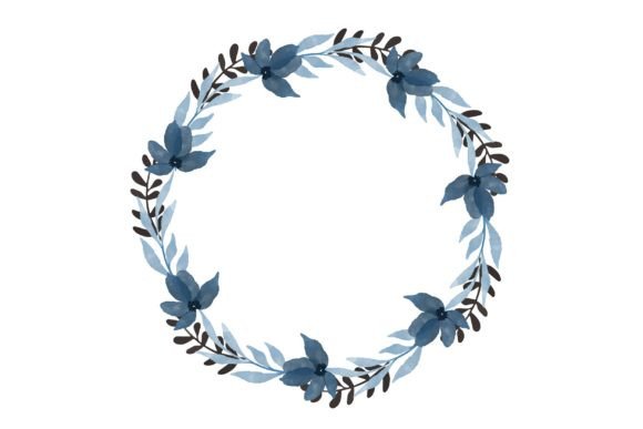 Download Blue Floral Watercolor Wreath - Watercolor wreath Collection