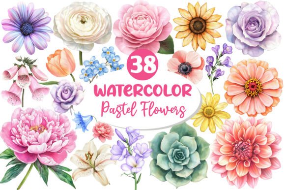 Download Watercolor Pastel Flowers Clipart - Pastel flowers clipart Collection