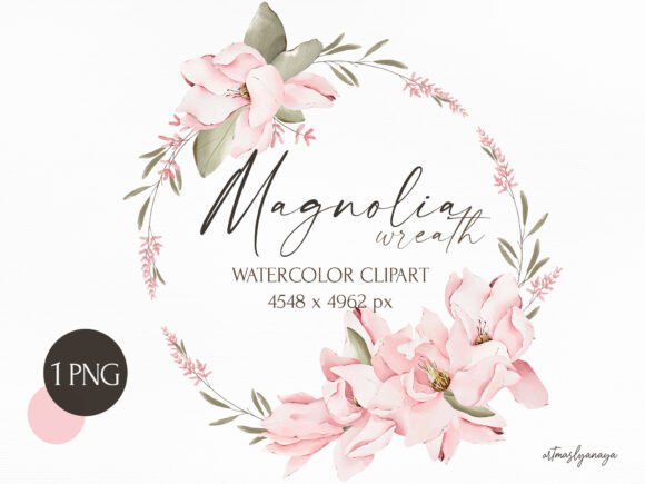 Download Watercolor Wreath of Magnolia Flower - Watercolor wreath Collection
