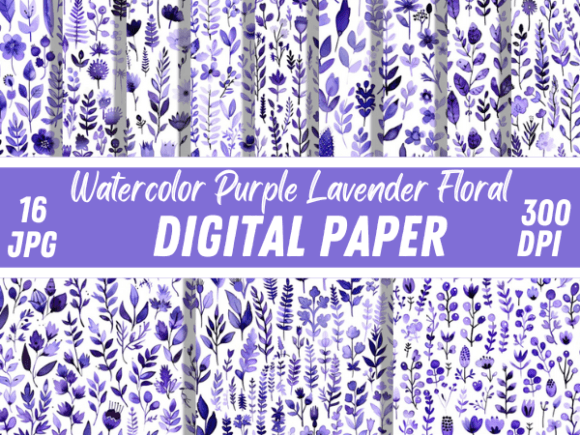 Download Watercolor Purple Lavender Floral Patter - Purple lavender Collection