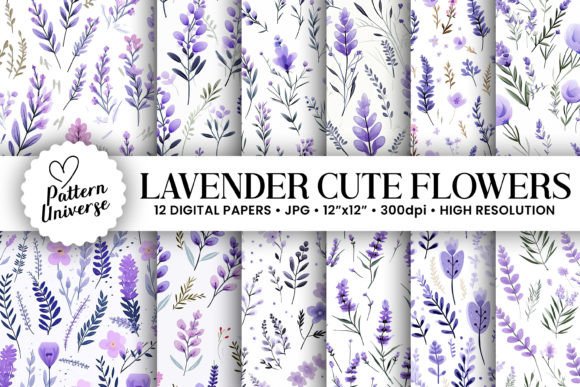 Download Purple Lavender Flowers Digital Paper - Purple lavender Collection