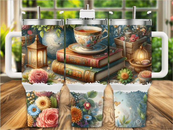 Download Vintage Books Tea Rose 40oz Tumbler Wrap - Tea rose Collection