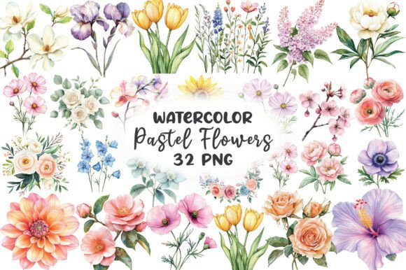 Download Watercolor Pastel Flowers Clipart - Pastel flowers clipart Collection