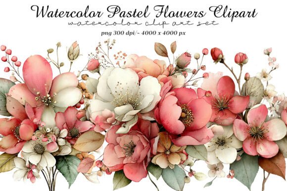 Download Watercolor Pastel Flowers Clipart - Pastel flowers clipart Collection